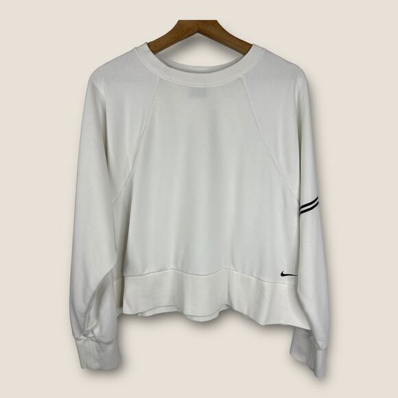 Nike Pro Womens size XL Dri-FIT Get Fit Crew Sweatshirt Cropped dd1955 White - Picture 1 of 8